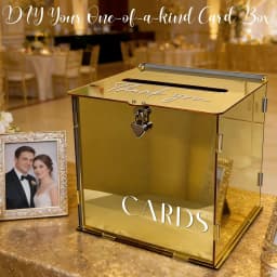 Gold Mirror Acrylic Wedding Card Boxes for Reception, Money Gift Cards Box for Party Engagement Birthday Graduation Table Decor