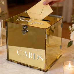 Gold Mirror Acrylic Wedding Card Boxes for Reception, Money Gift Cards Box for Party Engagement Birthday Graduation Table Decor