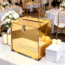 Gold Mirror Acrylic Wedding Card Boxes for Reception, Money Gift Cards Box for Party Engagement Birthday Graduation Table Decor