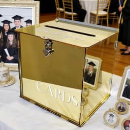 Gold Mirror Acrylic Wedding Card Boxes for Reception, Money Gift Cards Box for Party Engagement Birthday Graduation Table Decor