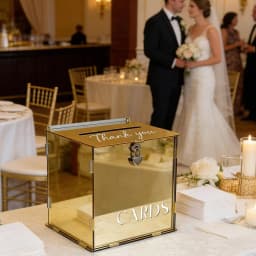 Gold Mirror Acrylic Wedding Card Boxes for Reception, Money Gift Cards Box for Party Engagement Birthday Graduation Table Decor