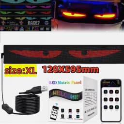 12*60cm LED Flexible Screen Can Adjust Content Programmable Pixel Panel Display Truck Eye Car Sign Animation Bluetooth Control