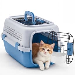 JHK 23Inch Pet Carrier for Small Dogs Cats  Front Top Load Wire Door Food Bowl Travel Crate with Enhanced Security Latchesfor