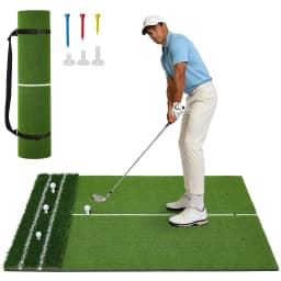 5x4ft Dual Turf Golf Practice Mat With Alignment Lines Indoor Outdoor Golf Hitting Pad Swing Chipping Trainer Backyard