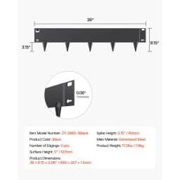 SucceBuy Steel Landscape Edging 5 Pcs 39x3in Rust-Resistant Metal Landscape Edging Bendable Garden Border Heavy Duty Lawn Edging