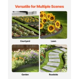 SucceBuy Steel Landscape Edging 5 Pcs 39x3in Rust-Resistant Metal Landscape Edging Bendable Garden Border Heavy Duty Lawn Edging