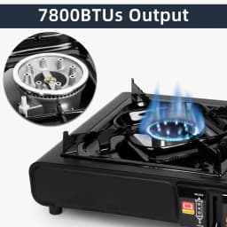 Dual Fuel Portable Camping Stove with Butane Propane Compatibility 7800 BTUs Output Includes Hose and Case