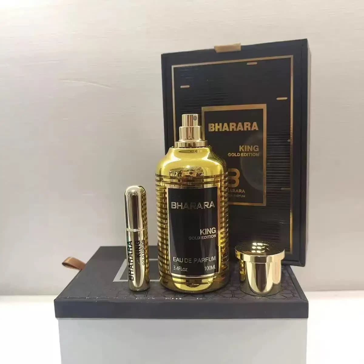 Bharara King Gold Edition Eau De Parfum 3.4oz/100ml Woody Spicy Men's Fragrance with Travel Spray