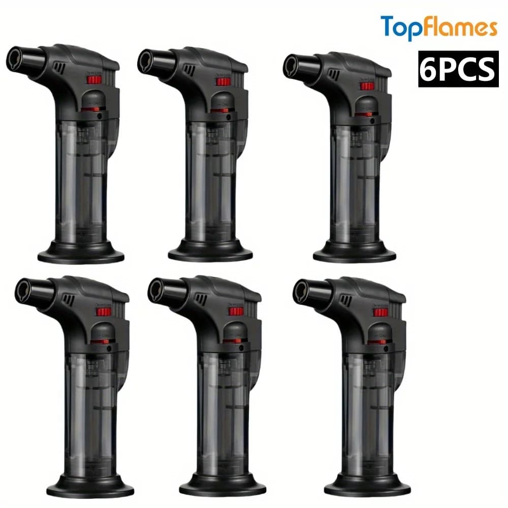 6PCS Spray Gun Jet Butane Gas Igniter with Adjustable Flame Size Portable Torch Lighter Suitable for Camping Cooking Welding BBQ