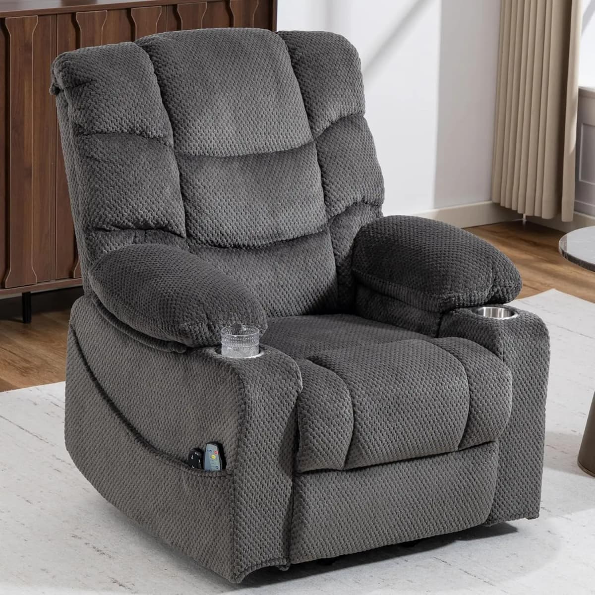 Power Lift Velvet Recliner Massage Heat 160° Lay Flat Sofa w/ Cup Holders Living Room, Customized