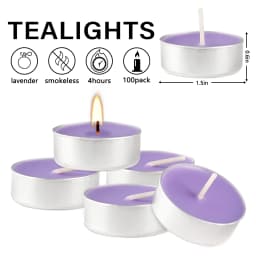 100 Lavender Scented Aluminum Shell Tea Wax, Purple Tea Wax Burns with Lavender Fragrance, Suitable for Family Parties