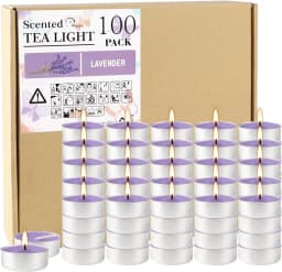 100 Lavender Scented Aluminum Shell Tea Wax, Purple Tea Wax Burns with Lavender Fragrance, Suitable for Family Parties