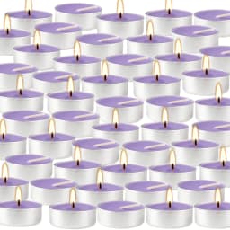 100 Lavender Scented Aluminum Shell Tea Wax, Purple Tea Wax Burns with Lavender Fragrance, Suitable for Family Parties