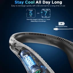 Portable Neck Fan, Rechargeable Bladeless Wearable Fan with 4 Speeds, 66 Vents, Lightweight Personal Fan for Work, Cooking, Travel, Camping, Gym