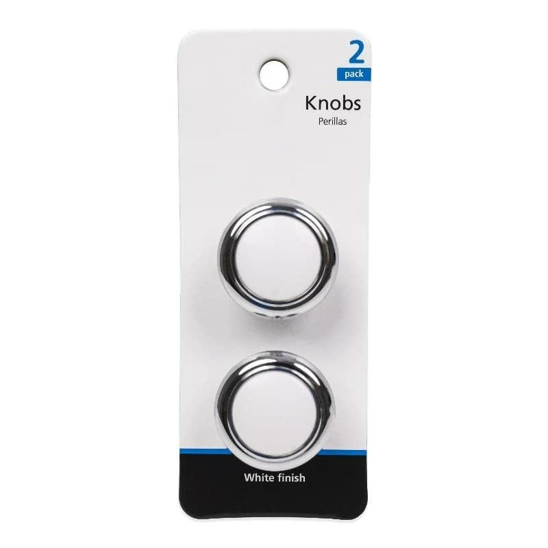 1-1/4" (32mm) (2.2oz) Classic Cabinet Knob, Chrome and White, 2 Pack