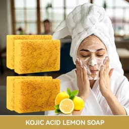 Lemon Turmeric Kojic Soap,Natural Handmade Soap,Turmeric Soaps Bar For Face And Body, Smooth Skin Tumeric Soapes,Deep Cleansing Soaps For Men & Women