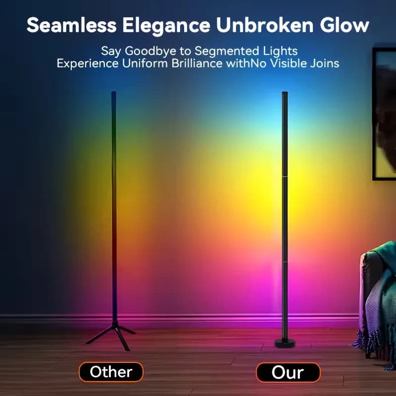 Smart LED Floor Lamp for Living Room, RGB+IC LED Light with Remote Control and App, Modern Floor Lamp, 16 Million Colors Dimmable, Music Sync, Suitable for Bedroom, Playroom, Room, Bar Stage Atmosphere Light, Dance Atmosphere Light