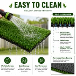 6FT X 30FT Artificial Grass Turf Roll 0.4in Poultry Coop Flooring Mat Quick Drain Synthetic Rug Black Backing Easy Clean Outdoor Farm Cover with Stakes for Chickens & Ducks