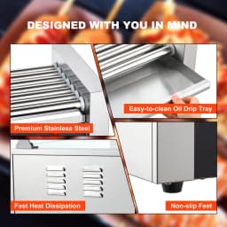 Hotdog Machine | 17 Hot Dogs Capacity Sausage Roller |1200W 110V Sausage Grill Cooker with Removable Oil Drip Tray, Double Temp Control for Kitchen