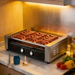 Hotdog Machine | 17 Hot Dogs Capacity Sausage Roller |1200W 110V Sausage Grill Cooker with Removable Oil Drip Tray, Double Temp Control for Kitchen