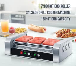 Hotdog Machine | 17 Hot Dogs Capacity Sausage Roller |1200W 110V Sausage Grill Cooker with Removable Oil Drip Tray, Double Temp Control for Kitchen