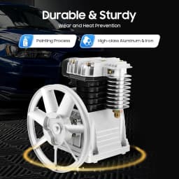 Air Compressor Pump,Heavy Duty Air Compressor Piston Head Twin Cylinder Air Compressor Pump Head Piston Style Lubrication Pump for Chemical, Light Industry, Textile Occasions