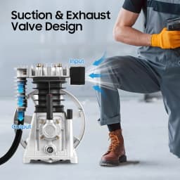 Air Compressor Pump,Heavy Duty Air Compressor Piston Head Twin Cylinder Air Compressor Pump Head Piston Style Lubrication Pump for Chemical, Light Industry, Textile Occasions