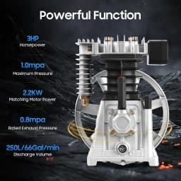 Air Compressor Pump,Heavy Duty Air Compressor Piston Head Twin Cylinder Air Compressor Pump Head Piston Style Lubrication Pump for Chemical, Light Industry, Textile Occasions