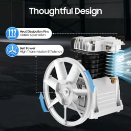 Air Compressor Pump,Heavy Duty Air Compressor Piston Head Twin Cylinder Air Compressor Pump Head Piston Style Lubrication Pump for Chemical, Light Industry, Textile Occasions