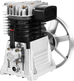 Air Compressor Pump,Heavy Duty Air Compressor Piston Head Twin Cylinder Air Compressor Pump Head Piston Style Lubrication Pump for Chemical, Light Industry, Textile Occasions