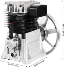 Air Compressor Pump,Heavy Duty Air Compressor Piston Head Twin Cylinder Air Compressor Pump Head Piston Style Lubrication Pump for Chemical, Light Industry, Textile Occasions