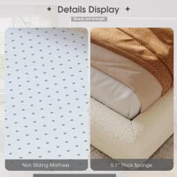 EnHomee Boucle Cloud Bed Frame with Headboard Upholstered Bed Frame with Curved Edges Design, Anti-Collision Platform Bed for Bedroom