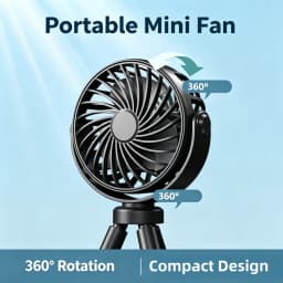 360° Rotatable Flexible Clip On Mini Fan, USB Rechargeable Strong Airflow Handheld Portable Fan for Stroller Crib Car Seat Bike Treadmill Outdoor Travel