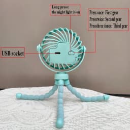360° Rotatable Flexible Clip On Mini Fan, USB Rechargeable Strong Airflow Handheld Portable Fan for Stroller Crib Car Seat Bike Treadmill Outdoor Travel