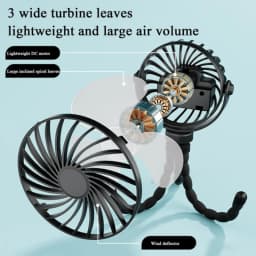360° Rotatable Flexible Clip On Mini Fan, USB Rechargeable Strong Airflow Handheld Portable Fan for Stroller Crib Car Seat Bike Treadmill Outdoor Travel