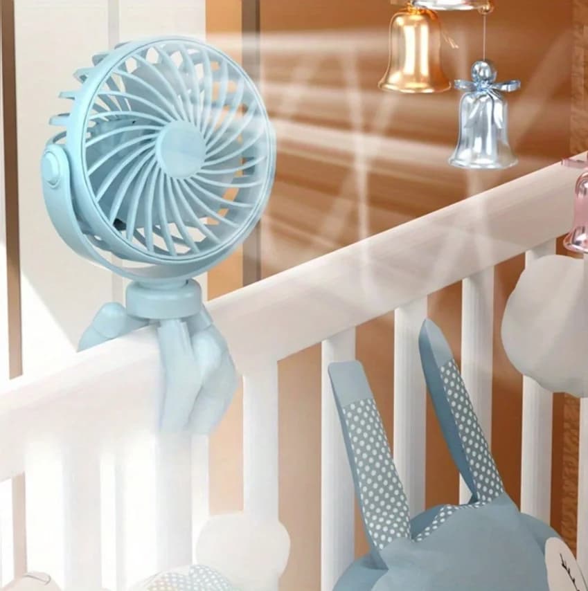 360° Rotatable Flexible Clip On Mini Fan, USB Rechargeable Strong Airflow Handheld Portable Fan for Stroller Crib Car Seat Bike Treadmill Outdoor Travel