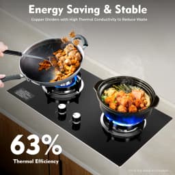 2 Burner Propane Gas Cooktop, Countertop/Recessed Tempered Glass Stove Lpg/Natural Gas Hob with Black Crystal Glass Panel