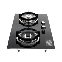 2 Burner Propane Gas Cooktop, Countertop/Recessed Tempered Glass Stove Lpg/Natural Gas Hob with Black Crystal Glass Panel