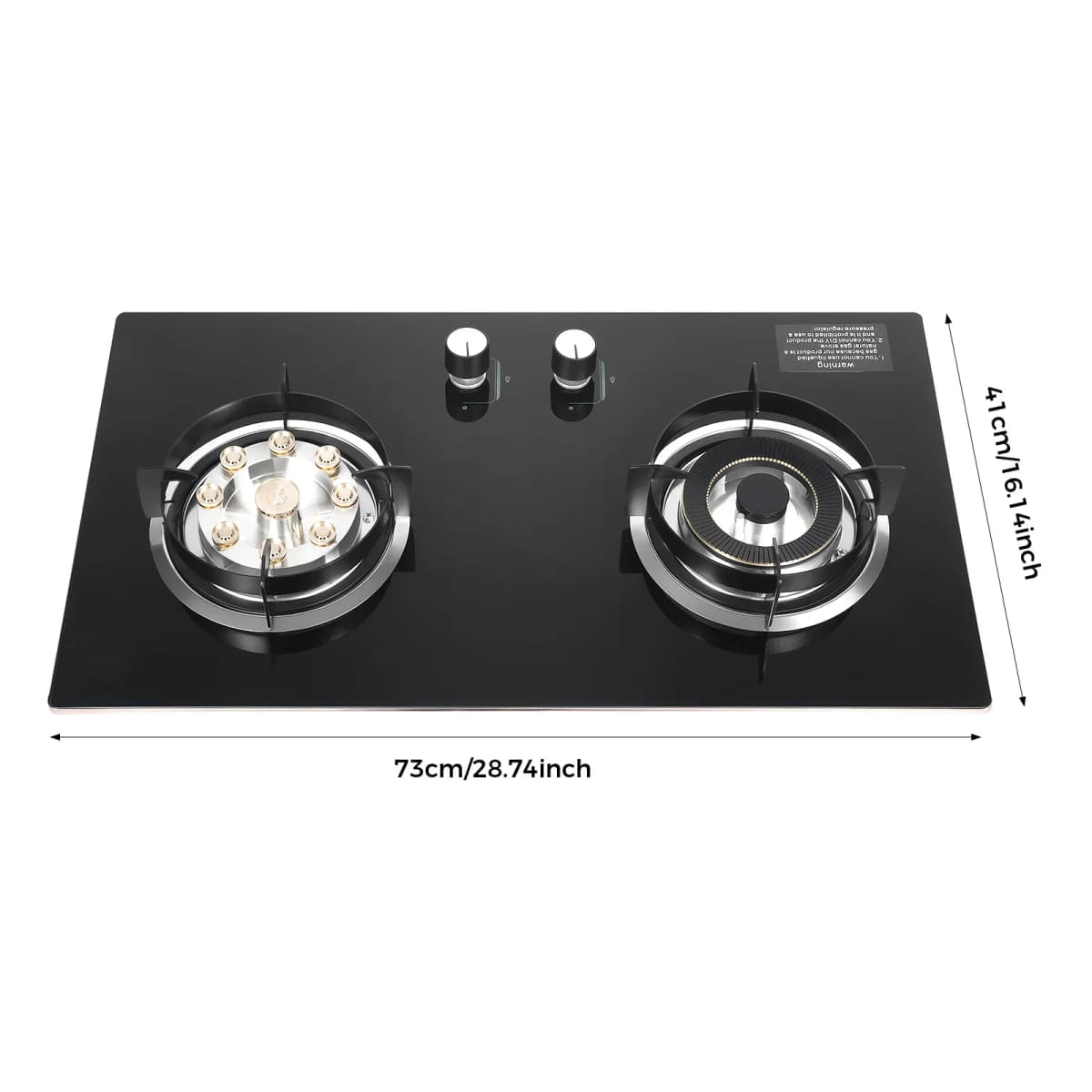 2 Burner Propane Gas Cooktop, Countertop/Recessed Tempered Glass Stove Lpg/Natural Gas Hob with Black Crystal Glass Panel