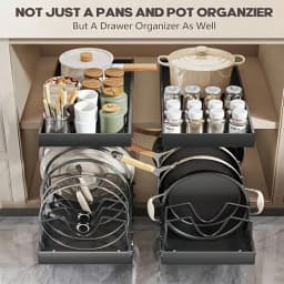1/2pcs Cabinet Pull-Out Storage Box For Pots, Pans, Bowls, And Utensils. Sliding Lid Holder And Flat-Bottom Pan Holder For The K