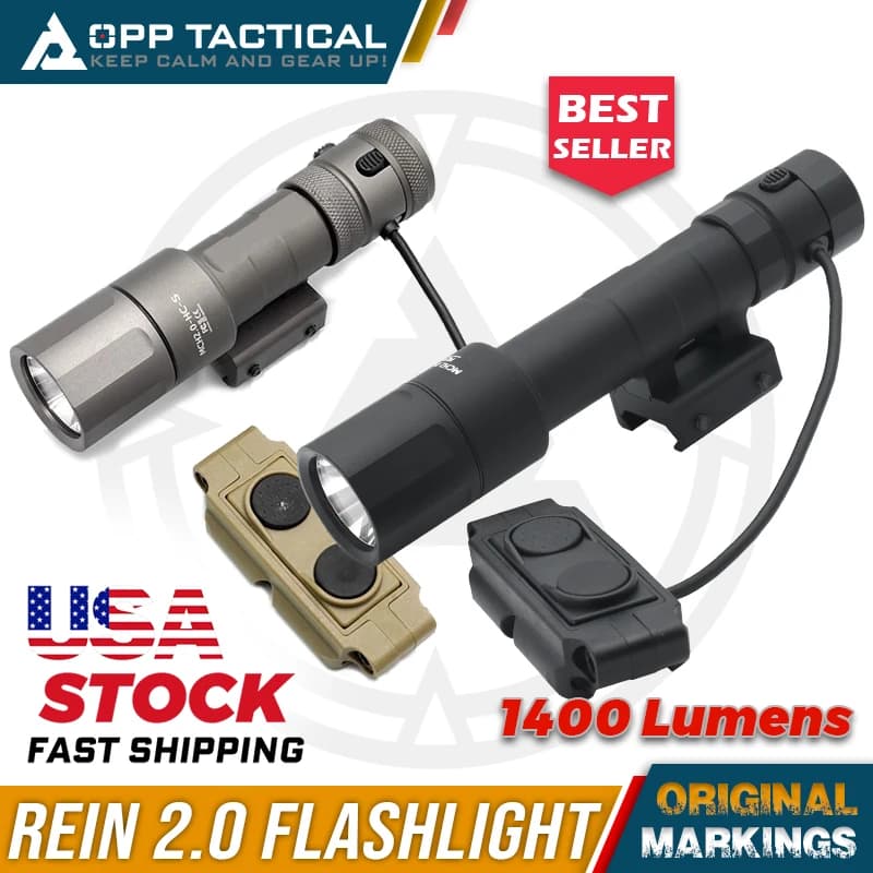 Flashlight Scout Light Hight Power 1400 Lumens REIN 2.0 Hunting Lamp Dual Function Pressure Switch For 20mm Picatinny Rail