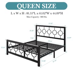 HOOMIC Metal Platform Bed Frame with Vintage Circular Design Headboard and Footboard, Extra Under-Bed Storage Allewie