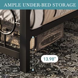 HOOMIC Metal Platform Bed Frame with Vintage Circular Design Headboard and Footboard, Extra Under-Bed Storage Allewie