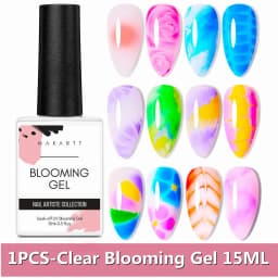 Makartt Clear Blooming Gel, 15ml Soak Off Nail Lamp Gel Nail Polish Glossy Finish Long Lasting for Home Nail DIY Manicure