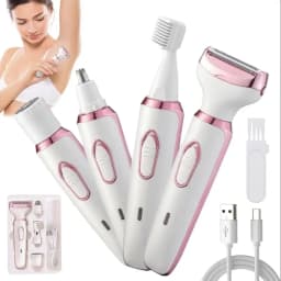 4-in-1 Painless Razor for Women] 4-in-1 Rechargeable Electric Razor for Women - Face, Nose, Legs, Underarm, Bikini Trimmer - Wet