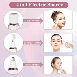4-in-1 Painless Razor for Women] 4-in-1 Rechargeable Electric Razor for Women - Face, Nose, Legs, Underarm, Bikini Trimmer - Wet