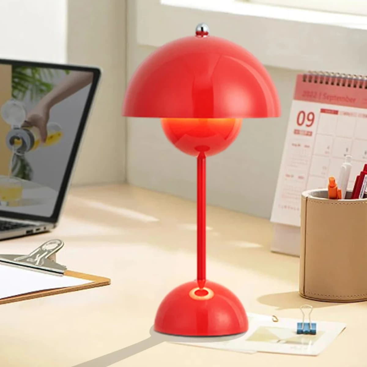 Mushroom Flower Bud LED Rechargeable Table Lamps Modern Desk Lamp Touch Night Light Dimmable Restaurant Cafe Bedroom Decor
