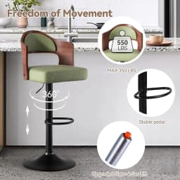 Swivel Bar Stools Set of 2 Seat Adjustable Height 24.5-33.5IN, Wooden Barstools PU Leather Upholstered Bar Chairs, Customized