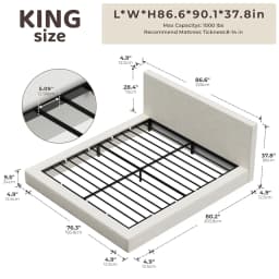 Upholstered King Bed Frame Foam Padded Platform Headboard No Box Spring Easy Assembly Bedroom Furniture, Customized