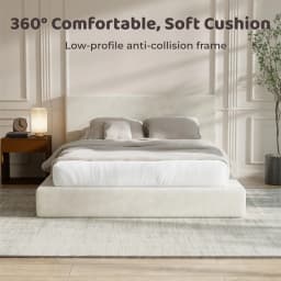Upholstered King Bed Frame Foam Padded Platform Headboard No Box Spring Easy Assembly Bedroom Furniture, Customized